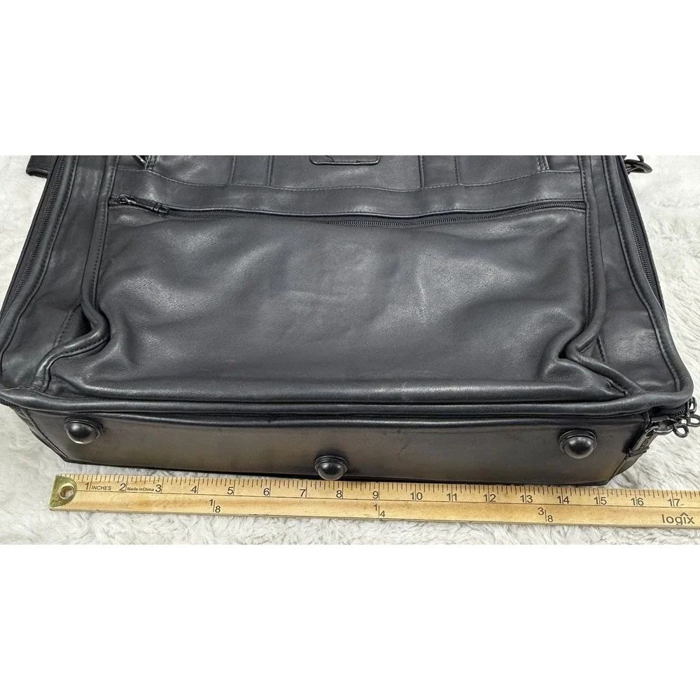 TUMI Alpha All Black Leather Shoulder‎ Laptop Bag